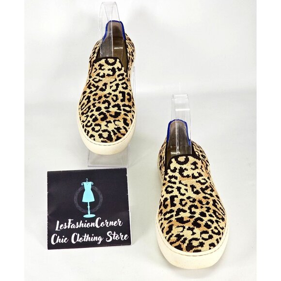 Rothy's Women's Leopard Cheetah Fabric The Sneaker Slip On Shoes Size 7.5 2119 - Picture 3 of 16